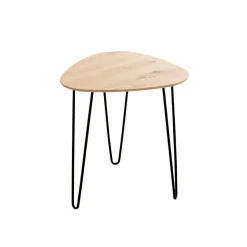 3S. x Home Table d'appoint métal laqué noir et plateau décor chêne Clearance