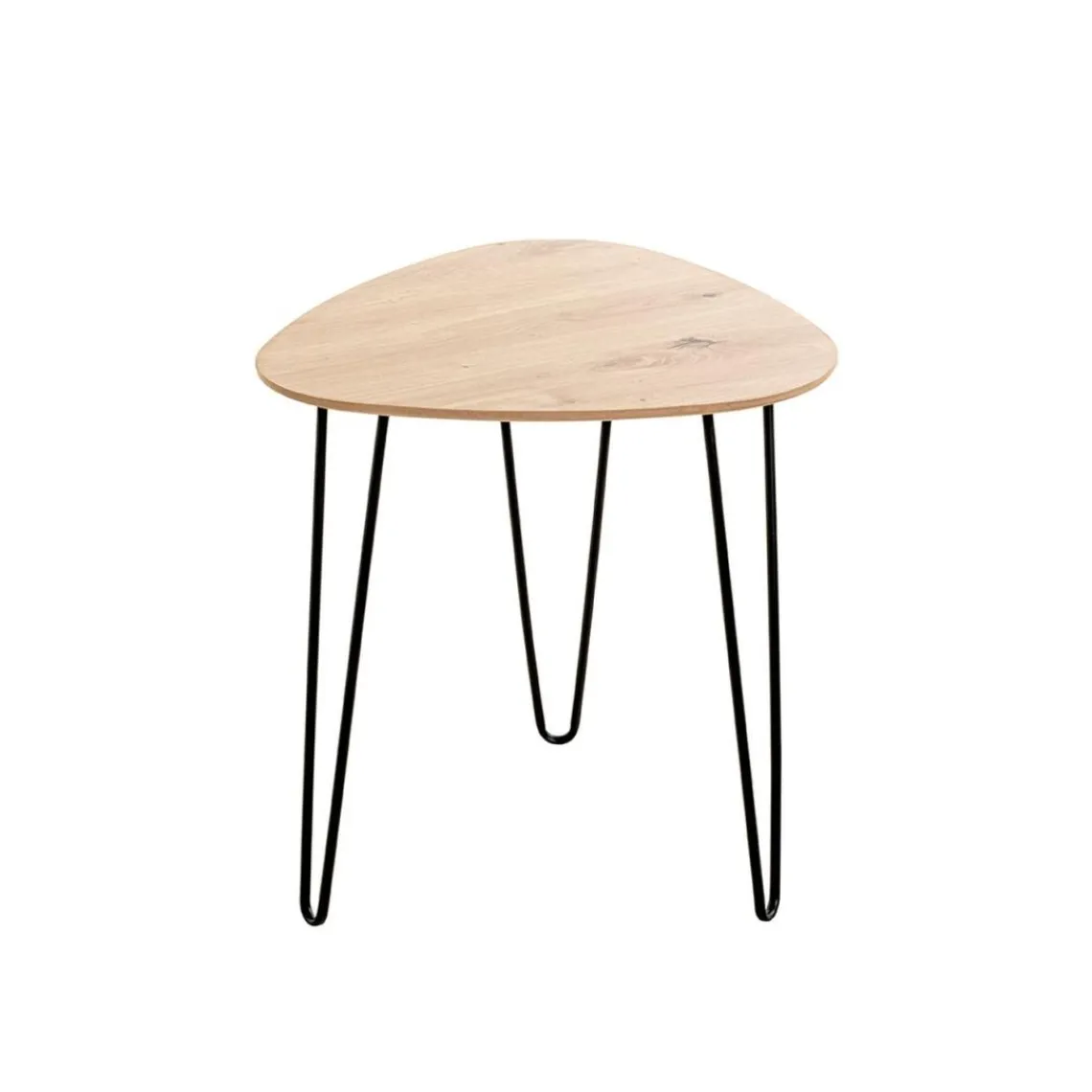 3S. x Home Table d'appoint métal laqué noir et plateau décor chêne Clearance