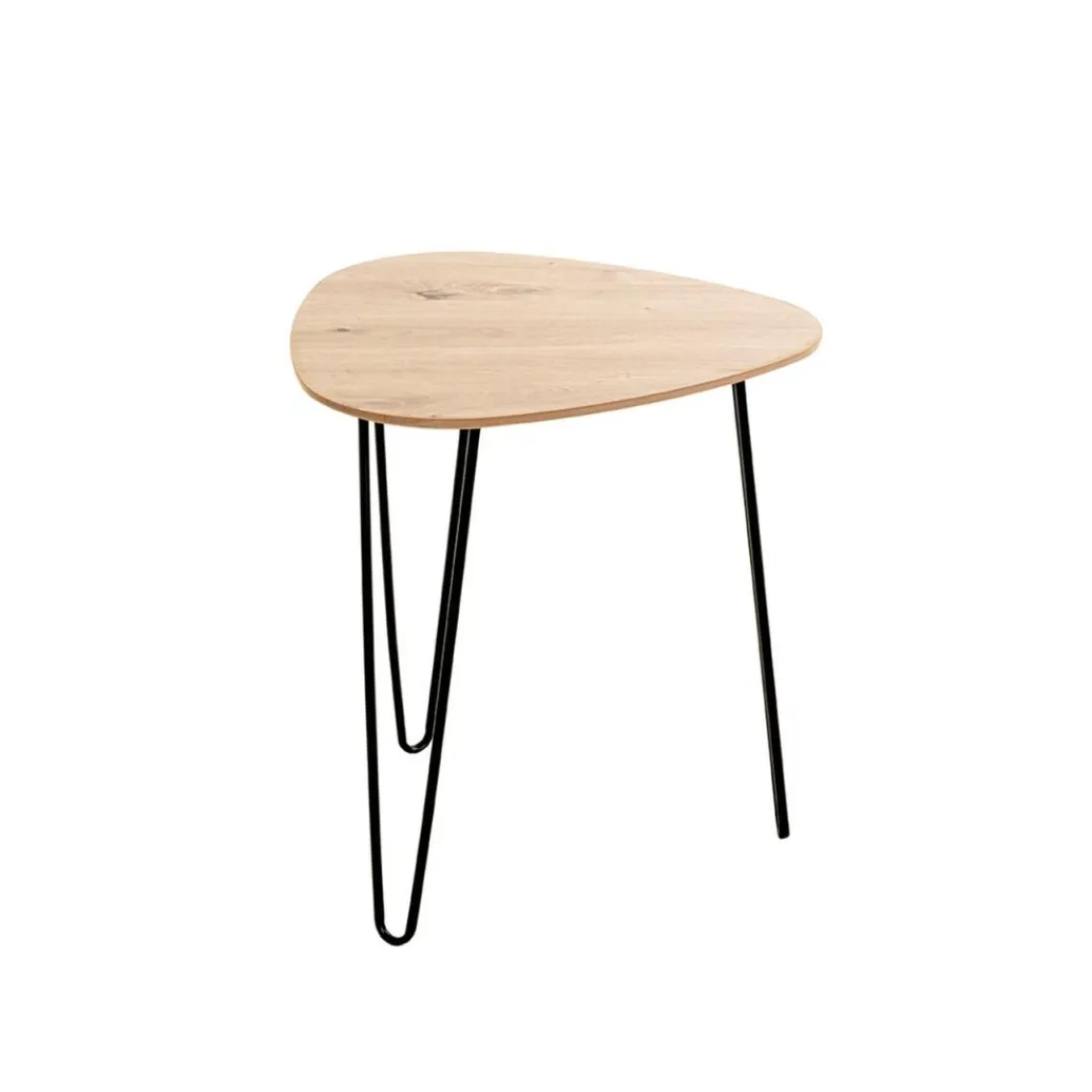 3S. x Home Table d'appoint métal laqué noir et plateau décor chêne Clearance