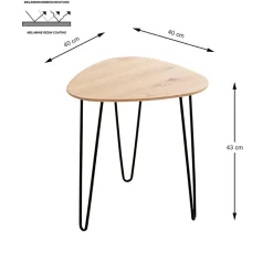 3S. x Home Table d'appoint métal laqué noir et plateau décor chêne Clearance