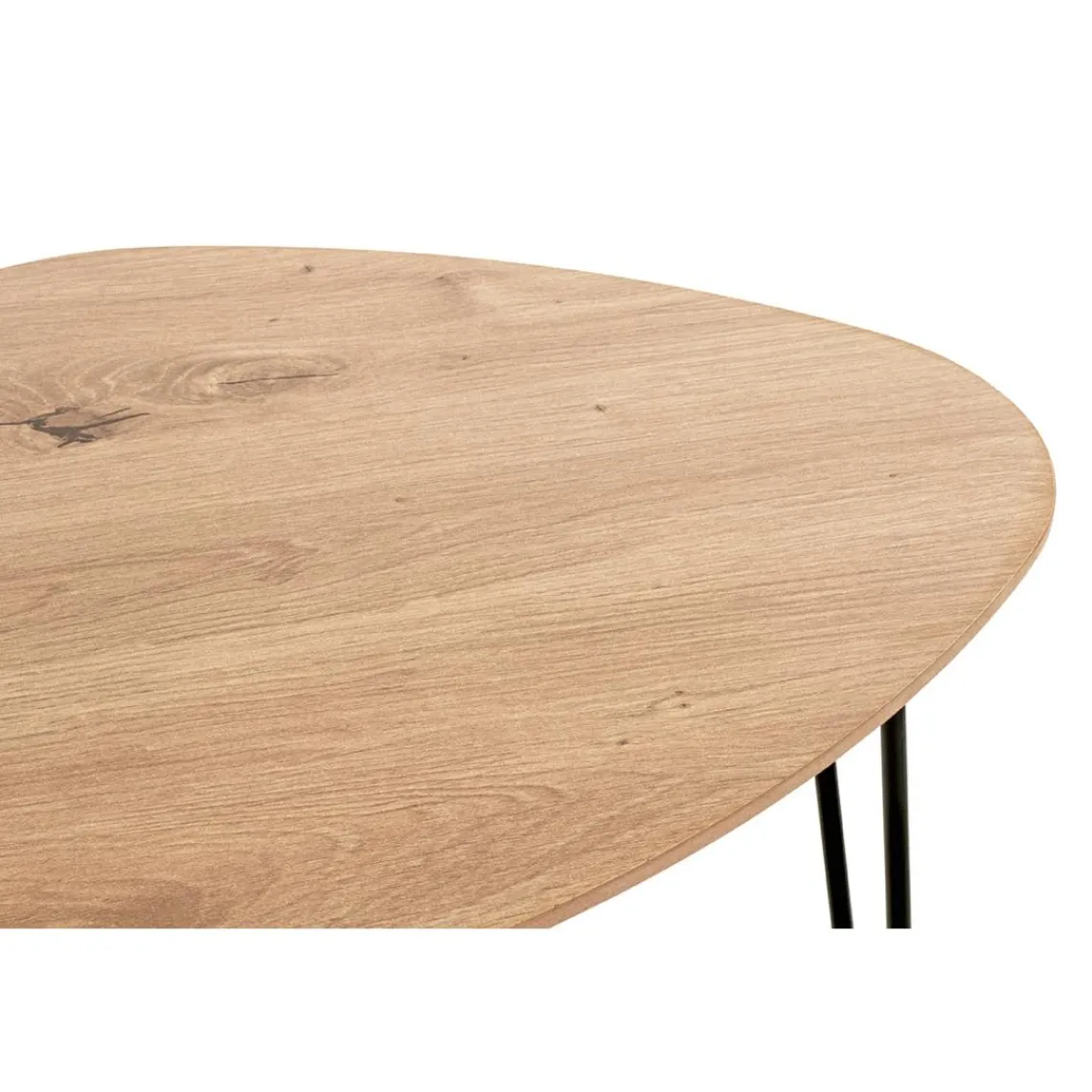 3S. x Home Table d'appoint métal laqué noir et plateau décor chêne Clearance