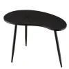 Macabane Table d’appoint ovoïde plateau texturé Noir mat et pieds Fer noir JAMES Outlet