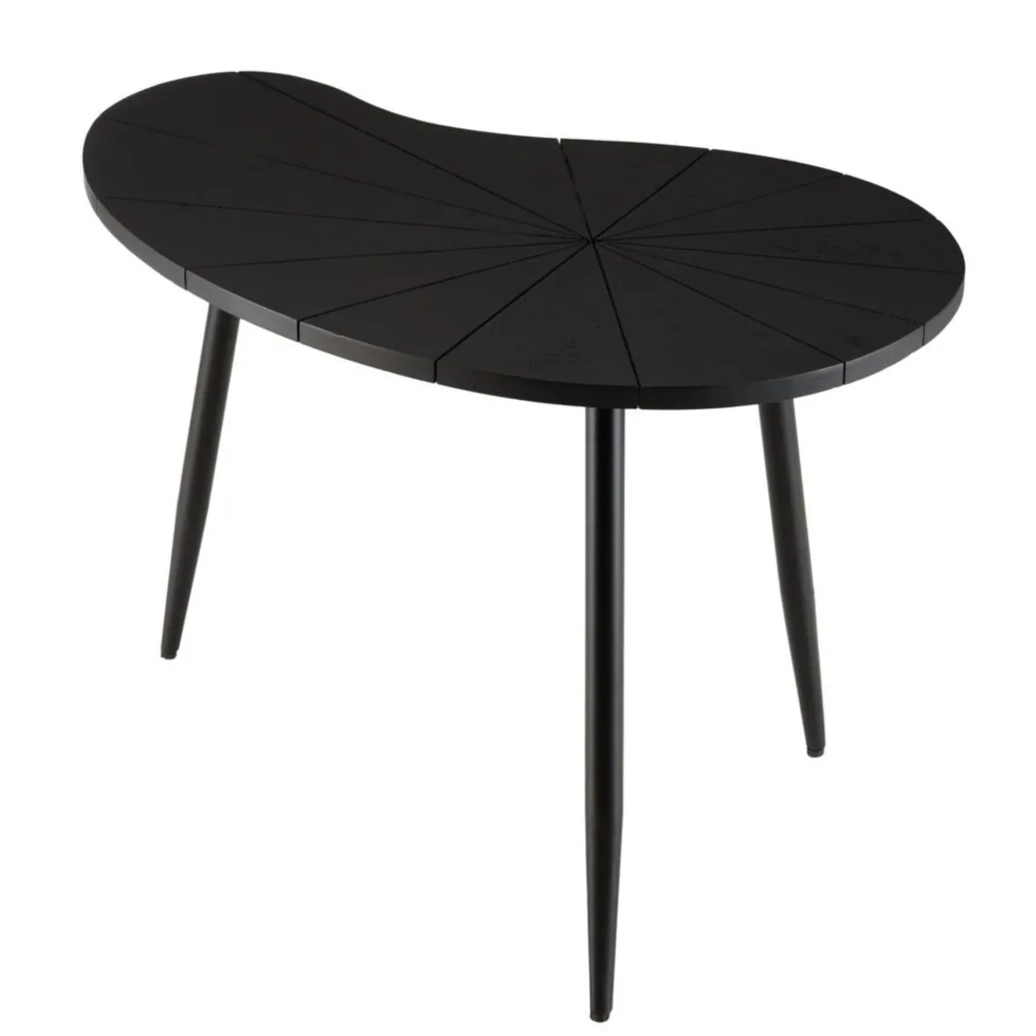 Macabane Table d’appoint ovoïde plateau texturé Noir mat et pieds Fer noir JAMES Outlet