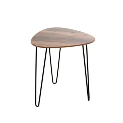 3S. x Home Table d'appoint Petit modèle Noir en Métal laqué et plateau décor chêne foncé Clearance