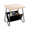 3S. x Home Table d'appoint plateau décor chène porte journeaux textile Best