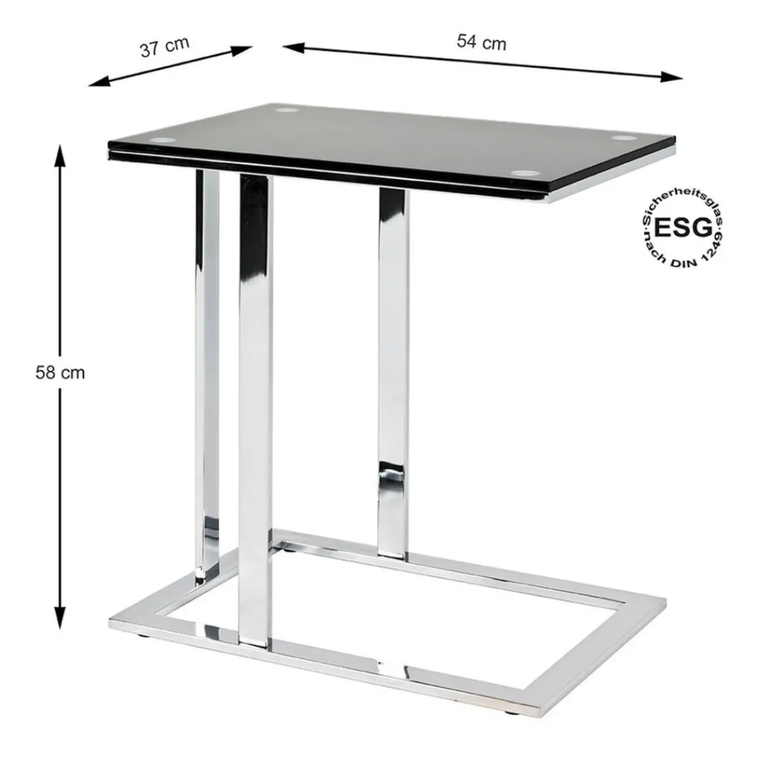 3S. x Home Table d'appoint plateau en verre trempé Hot