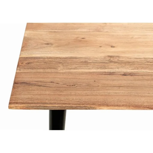 3S. x Home Table d'appoint plateau en bois massif d'acacia naturel tube d'acier laqué noir, Clearance