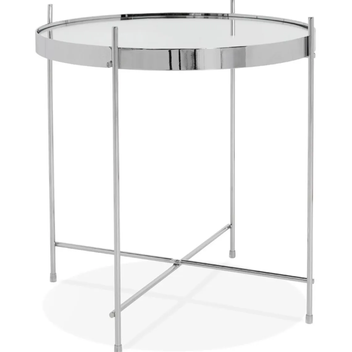 ALTEREGO Table d'appoint pliable 'KOLOS' couleur chrome Hot