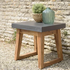 Macabane Table d'appoint rectangulaire effet béton foncé pieds trapèze HECTOR Hot