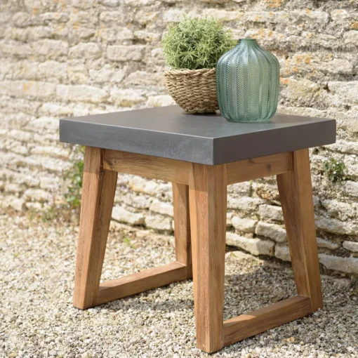 Macabane Table d'appoint rectangulaire effet béton foncé pieds trapèze HECTOR Hot