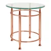 3S. x Home Table d'appoint ronde acier plateau verre transparent Clearance
