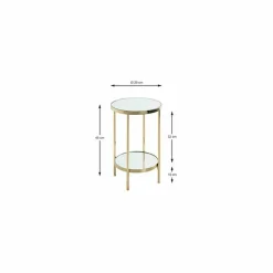 3S. x Home Table d'appoint ronde avec étagères en verre miroir