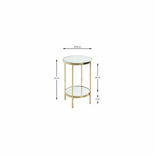 3S. x Home Table d'appoint ronde avec étagères en verre miroir