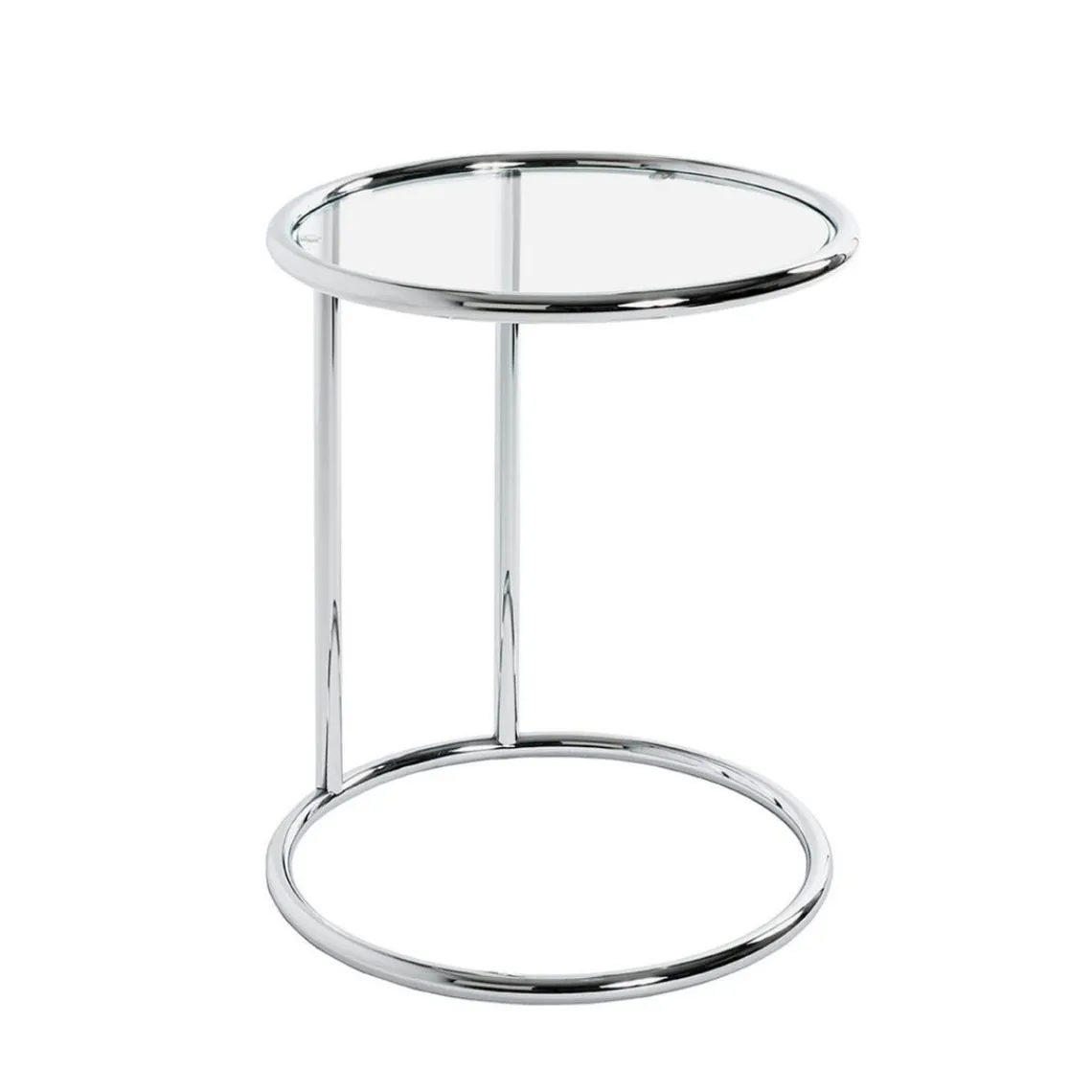 3S. x Home Table d'appoint ronde chromé plateau verre trempé Hot