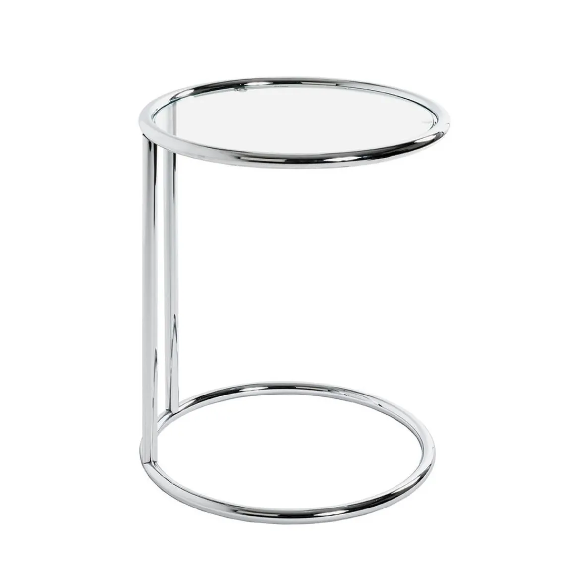 3S. x Home Table d'appoint ronde chromé plateau verre trempé Hot
