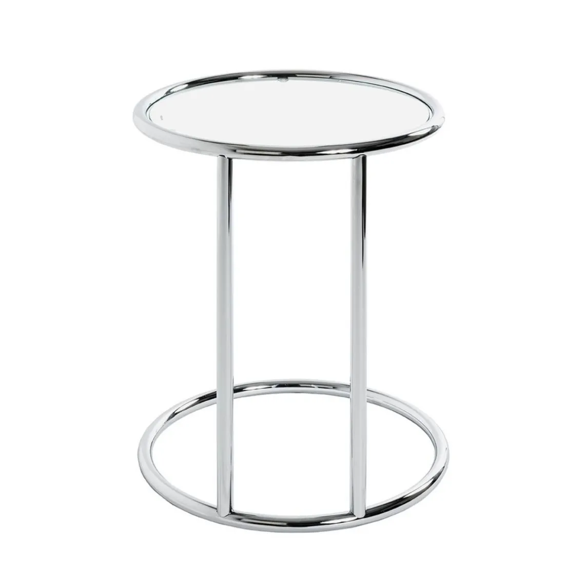 3S. x Home Table d'appoint ronde chromé plateau verre trempé Hot