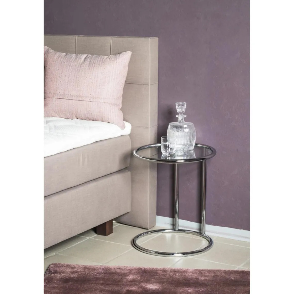 3S. x Home Table d'appoint ronde chromé plateau verre trempé Hot