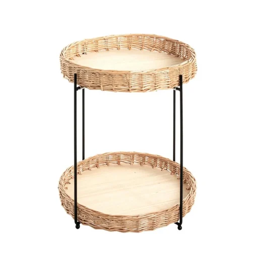 3S. x Home Table d'appoint ronde deux niveaux structure en acier Discount