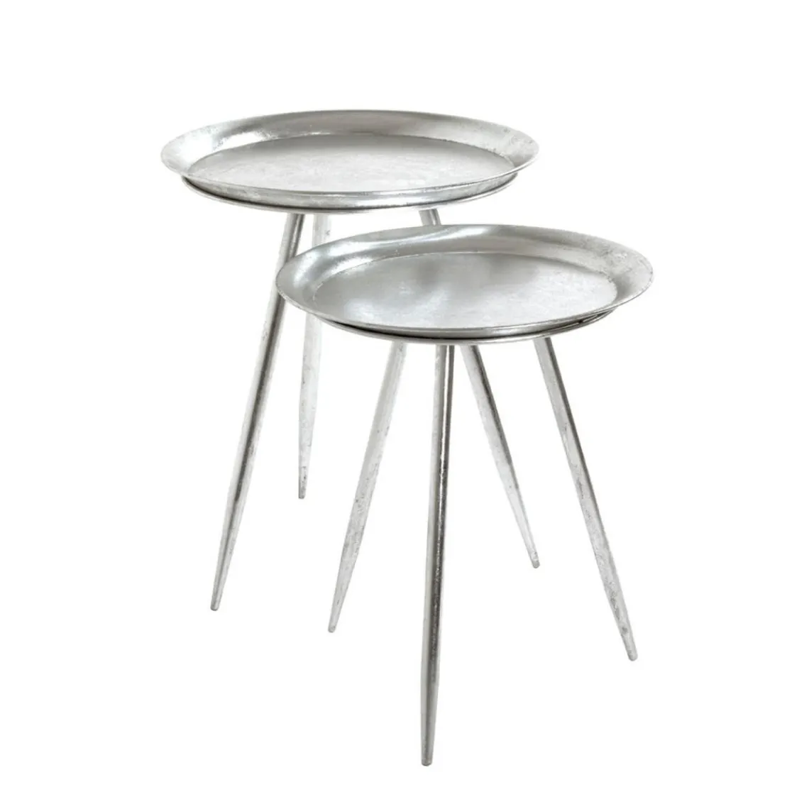 3S. x Home Table d'appoint ronde en Métal laqué Argenté petit modèle Online