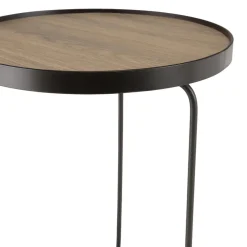 Macabane Table d'appoint ronde mocha pieds asymétriques métal JULIA Outlet