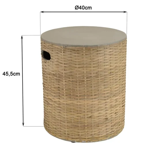 Macabane Table d'appoint ronde plateau en béton socle en bambou naturel HECTOR Best