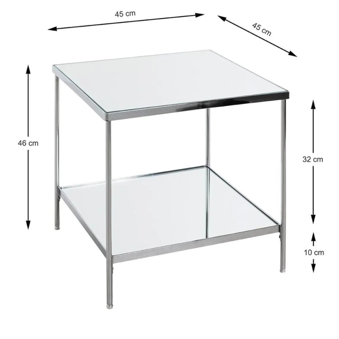 3S. x Home Table d'appoint étagères en verre miroir en acier chromé Sale