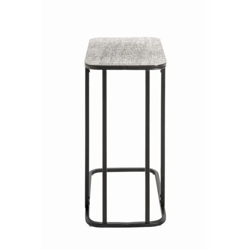 3S. x Home Table d'appointe en tube d'acier laqué noir, plateau en structure aluminium argenté