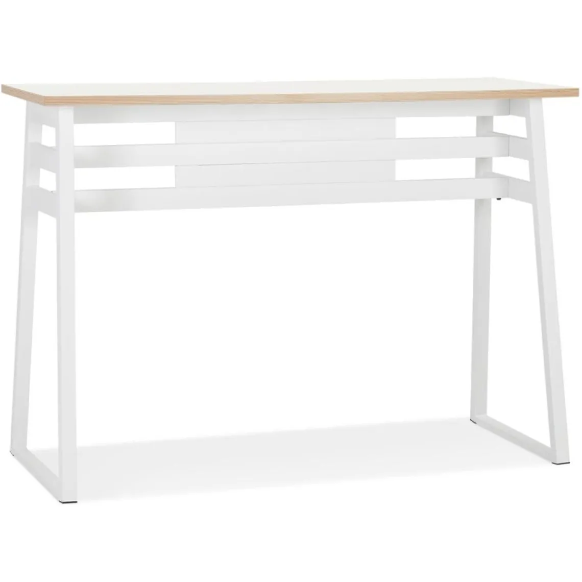 ALTEREGO Table de bar haute 'NIKI' bois et métal blanc New