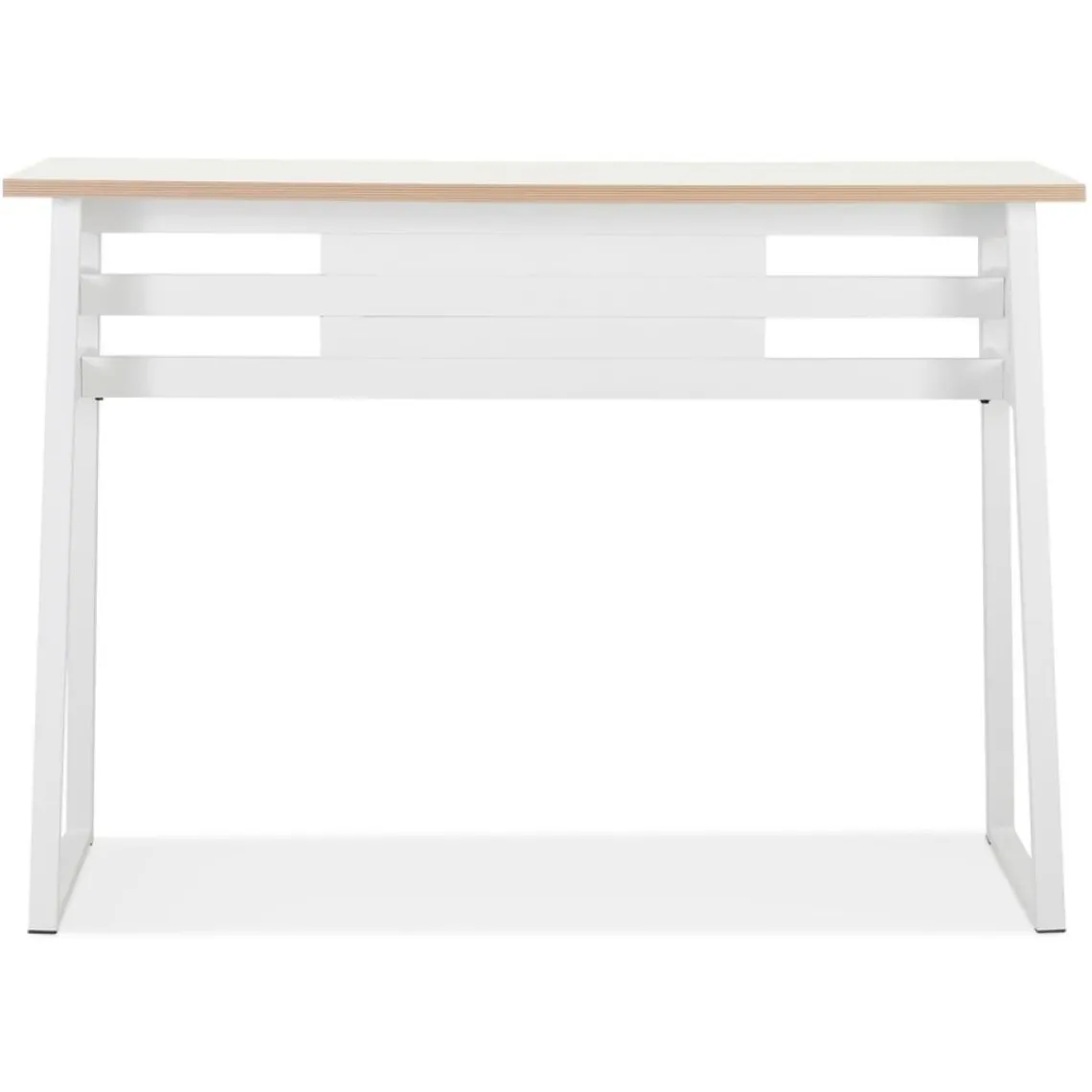 ALTEREGO Table de bar haute 'NIKI' bois et métal blanc New