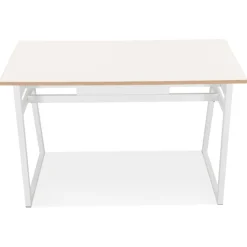 ALTEREGO Table de bar haute 'NIKI' bois et métal blanc New