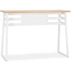 ALTEREGO Table de bar haute 'NIKI' en bois finition naturelle et pied en métal blanc Online