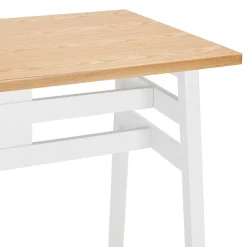 ALTEREGO Table de bar haute 'NIKI' en bois finition naturelle et pied en métal blanc Online