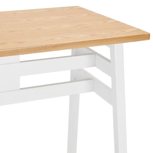 ALTEREGO Table de bar haute 'NIKI' en bois finition naturelle et pied en métal blanc Online