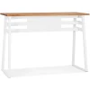 ALTEREGO Table de bar haute 'NIKI' en bois massif et pied en métal blanc Hot