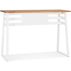 ALTEREGO Table de bar haute 'NIKI' en bois massif et pied en métal blanc Hot