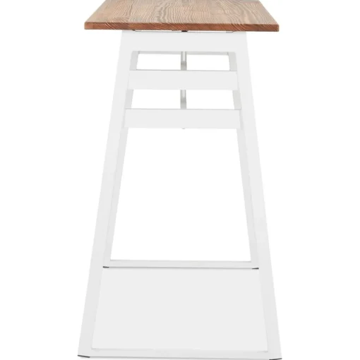 ALTEREGO Table de bar haute 'NIKI' en bois massif et pied en métal blanc Hot