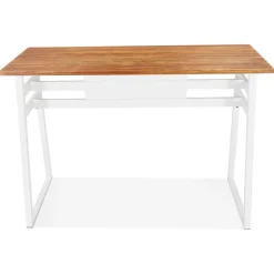 ALTEREGO Table de bar haute 'NIKI' en bois massif et pied en métal blanc Hot