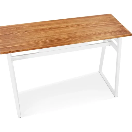 ALTEREGO Table de bar haute 'NIKI' en bois massif et pied en métal blanc Hot
