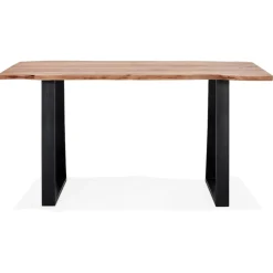 ALTEREGO Table de bar haute 'RAFA' en bois massif et métal noir Clearance