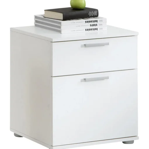 3S. x Home Table de chevet 1 tiroir 3 compartiments Chêne et Blanc OQUET Discount