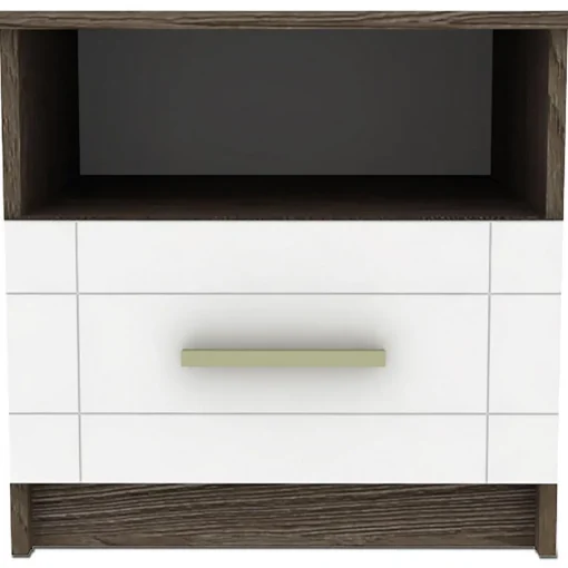 3S. x Home Table de chevet 1 tiroir Chêne foncé et Blanc Online
