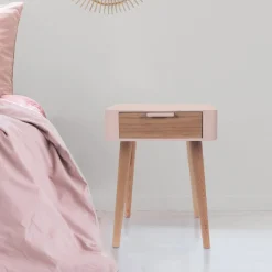 3S. x Home Table de Chevet 1 Tiroir En Bois Rose Best