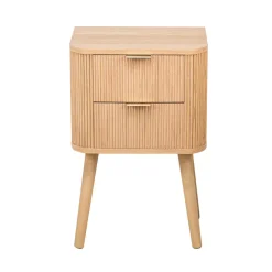 3S. x Home Table de Chevet 2 Tiroirs Naturel en Bois Best