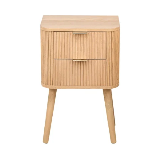 3S. x Home Table de Chevet 2 Tiroirs Naturel en Bois Best