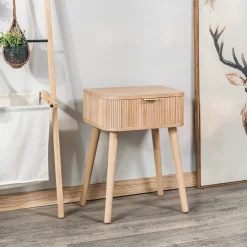 3S. x Home Table de Chevet Nuit Appoint Naturel en Bois - Nordlys Discount