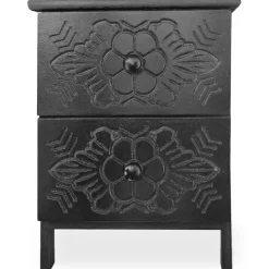 3S. x Home Table de chevet sculptée style marocain Chevignon Bois Noir Online