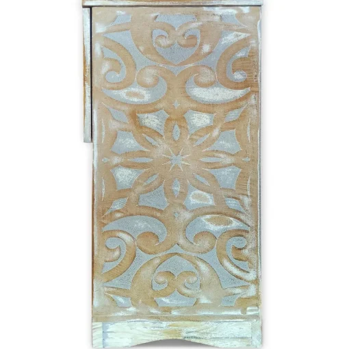 3S. x Home Table de chevet style oriental bois sculpté 1 porte Monbolyto Bois Gris Outlet