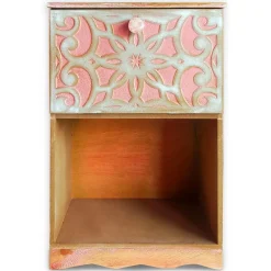 3S. x Home Table de chevet style oriental bois sculpté 1 porte Monbolyto Bois Rose Hot