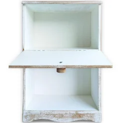 3S. x Home Table de chevet style oriental bois sculpté 1 porte Monbolyto Blanc patiné or Best