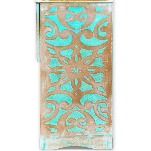 3S. x Home Table de chevet style oriental bois sculpté 1 porte Monbolyto Bois Vert Sale